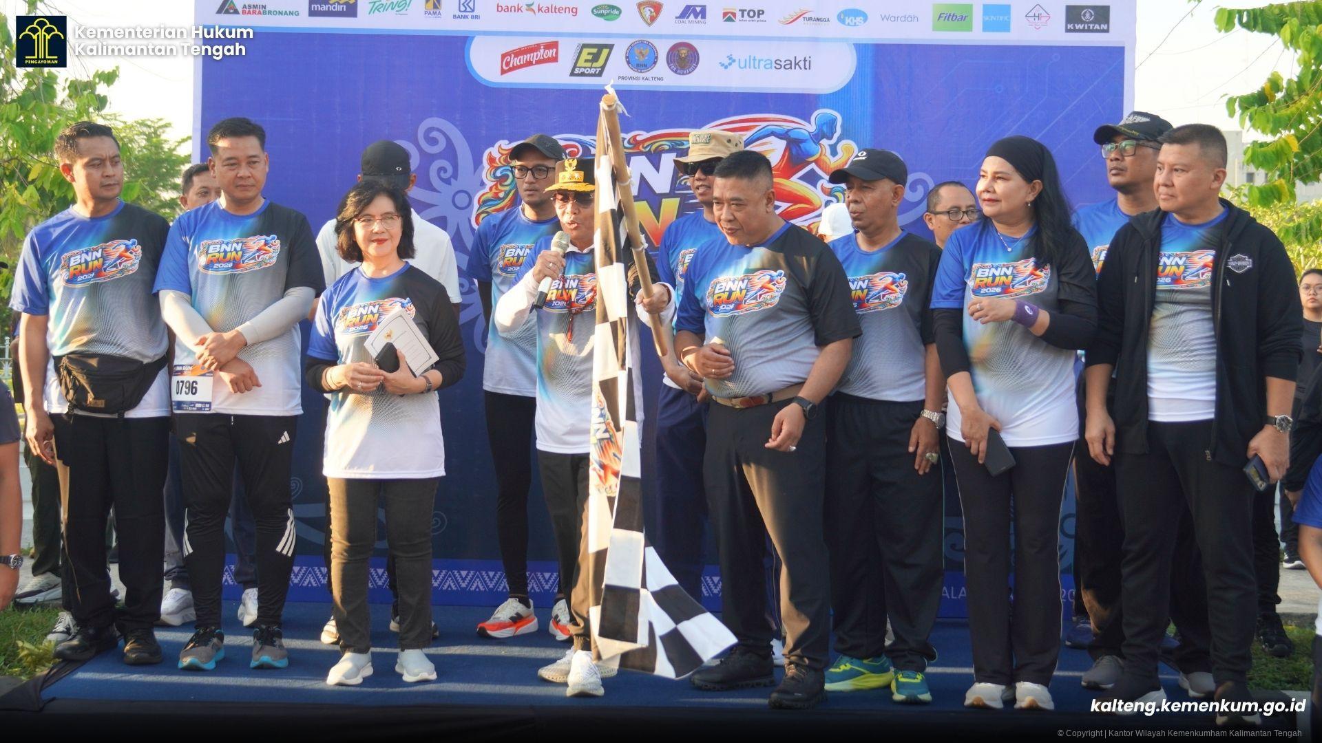 Semangat Hidup Sehat, Kanwil Kemenkum Kalteng Dukung Gerakan Anti Narkoba melalui BNN Run 2026
