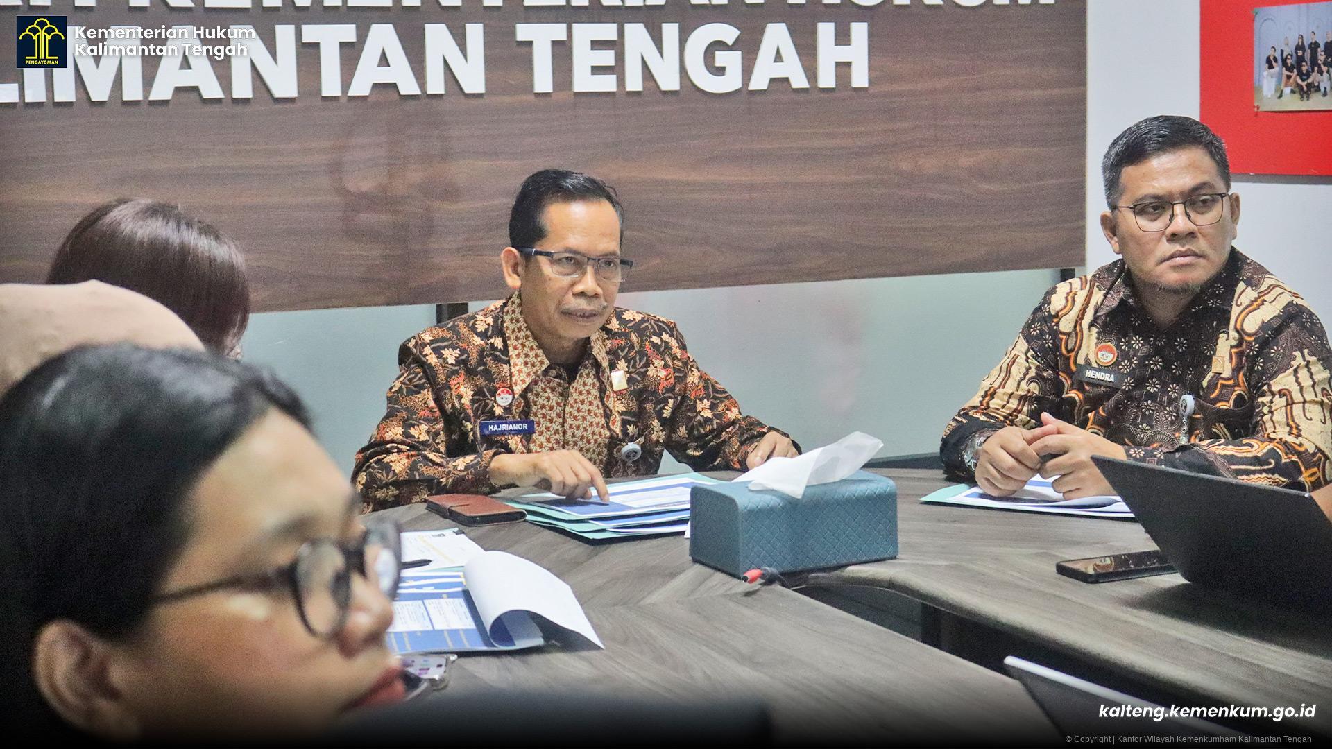 Pastikan Target Organisasi Tercapai, Kanwil Kemenkum Kalteng Gelar Monev Kinerja Triwulan I